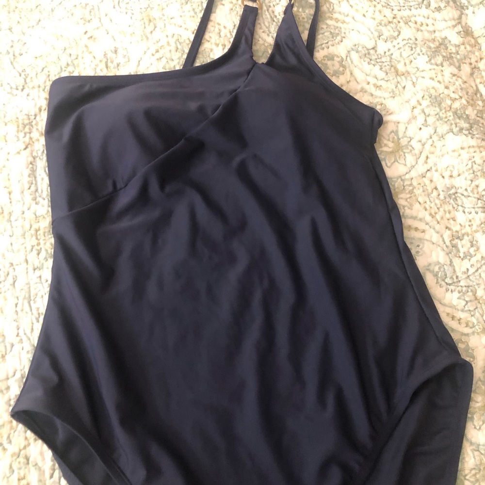 Jessica Simpson Navy One-Piece Swimsuit with Thin Double Straps